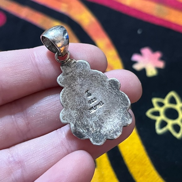 VTG Southwest Style Philippines Turquoise Sterling Silver 925 Pendant - Picture 3 of 4